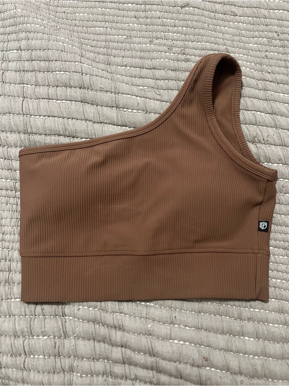 Born Primitive One-Shoulder Ribbed Sports Bra in Brown
